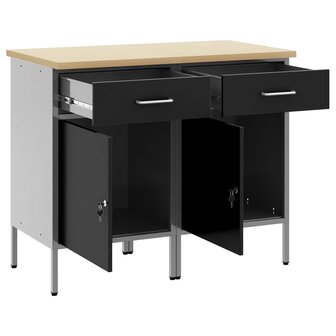 Werkkast met lade 2 pcs Zwart en Grijs 100 x 55 x 85 cm 4