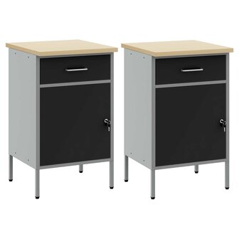 Werkkast met lade 2 pcs Zwart en Grijs 100 x 55 x 85 cm 5