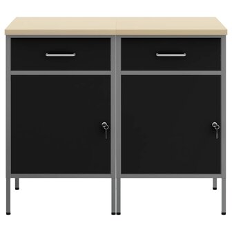Werkkast met lade 2 pcs Zwart en Grijs 100 x 55 x 85 cm 6