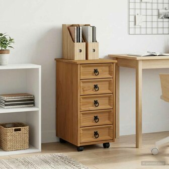 Rolkast met lades CORONA Massief grenenhout en engineered wood 1