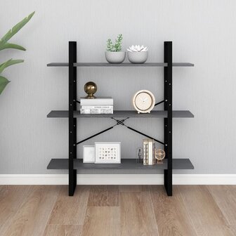 Boekenkast met 3 schappen 100x30x105 cm grenenhout grijs 4