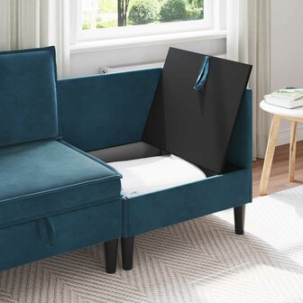 Bank met opslag Blauw Fluweel 3