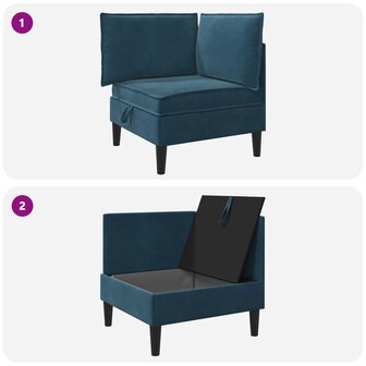 Bank met opslag Blauw Fluweel 9