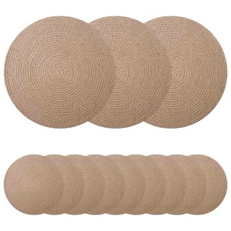 Jute placematten 12 st Naturel 100% Tossa Jute 2