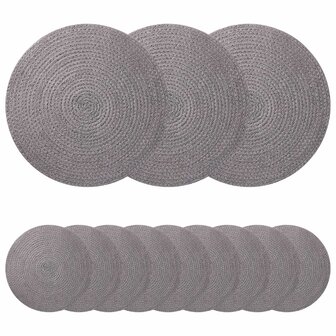 Jute placematten 12 st Grijs 100% Tossa Jute 1