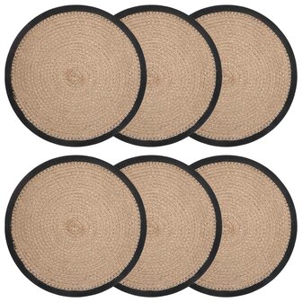 Jute placematten 6 st Naturel en Zwart 100% Tossa Jute 1