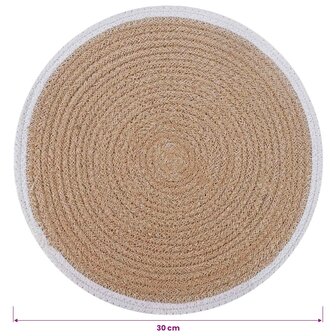 Jute placematten 4 st Natuurlijk en Wit 100% Tossa Jute 5