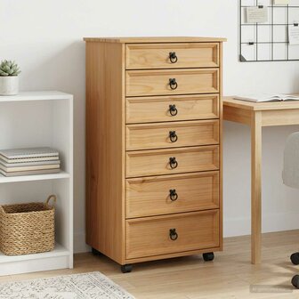 Rolkast met lades CORONA Massief grenenhout en engineered wood 1