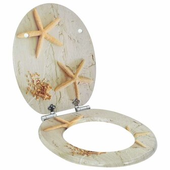 Zachte sluit toiletbril Geel en Wit 44 x 38 cm MDF-plaat 1