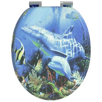Zachte sluit toiletbril Blauw 44 x 38 cm MDF-plaat 4