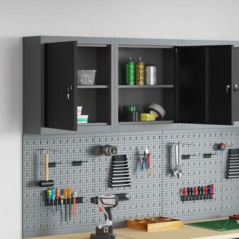 Gereedschapskast met plank Zwart en Grijs 50 x 20 x 55 cm 4