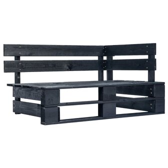Tuinbank pallet met grijze kussens grenenhout 3