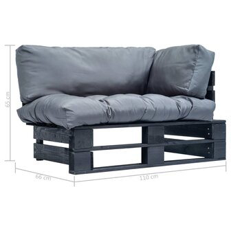 Tuinbank pallet met grijze kussens grenenhout 5
