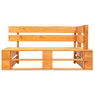 Tuinbank met grijze kussens pallet grenenhout 4