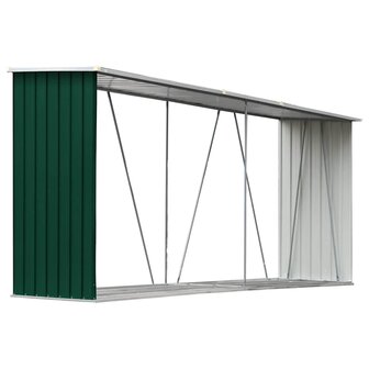 Haardhoutschuur 330x84x152 cm gegalvaniseerd staal groen 2