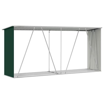 Haardhoutschuur 330x84x152 cm gegalvaniseerd staal groen 8