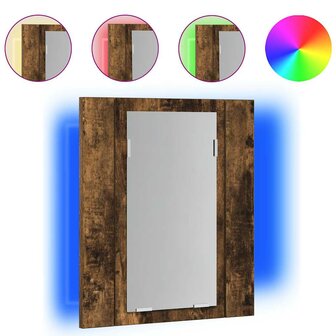 Badkamerspiegelkast LED 40x12x45 cm bewerkt hout gerookt eiken 2