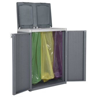 Vuilnisbak met 2 deuren 65x45x88 cm PP grijs 9