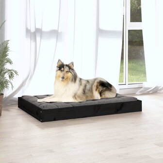 Hondenmand 91,5x64x9 cm massief grenenhout zwart 3