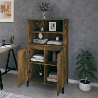 Hoge kast 60x36x110 cm bewerkt hout gerookt eikenkleurig 6