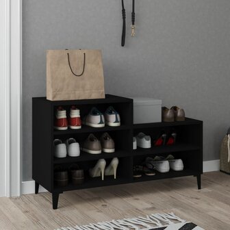 Schoenenkast 102x36x60 cm bewerkt hout zwart 1