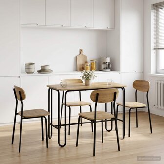 Eettafel 100 x 50 x 75 cm Bewerkt hout Artisanaal eiken 1