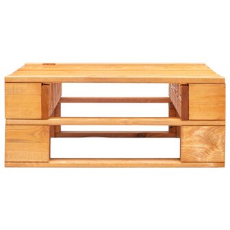 Tuinpoef met zandkleurig kussen pallet hout honingbruin 4