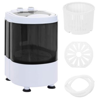 Mini Wasmachine met Enkele Wasbak 2,6 kg Zwart en Wit 2