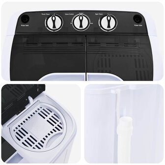 Mini Wasmachine met Twin Tub 3,6 kg Zwart en Wit 8
