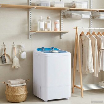 Mini Wasmachine met Enkele Wasbak 4,6 kg Blauw en Wit 1