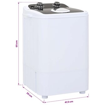 Mini Wasmachine met Enkele Wasbak 4,6 kg Zwart en Wit 9