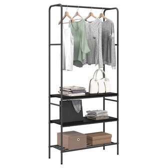 Kledingrek Zwart Eiken 77 x 30 x 171 cm Bewerkt hout 3
