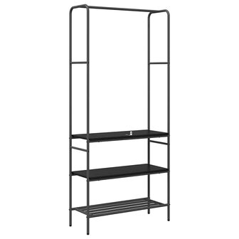 Kledingrek Zwart Eiken 77 x 30 x 171 cm Bewerkt hout 7