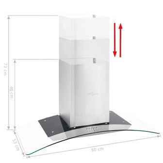 Wandafzuigkap 756 m&amp;sup3;/u LED 90 cm roestvrij staal 4