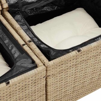 Bankstel 4 st Beige en Wit poly rattan 7