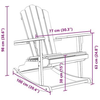 Schommelstoel Adirondack massief teakhout 9