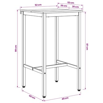 Bartafel 52 x 52 x 90 cm Bewerkt hout Gerookt eiken Rechthoekig 6