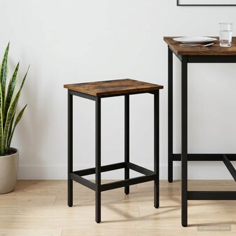 Barkruk Gerookt eiken 40 x 32 x 64 cm Bewerkt hout 1