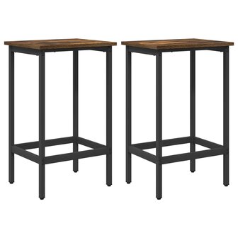 Barkruk 2 st Gerookt eiken 40 x 32 x 64 cm Bewerkt hout 2