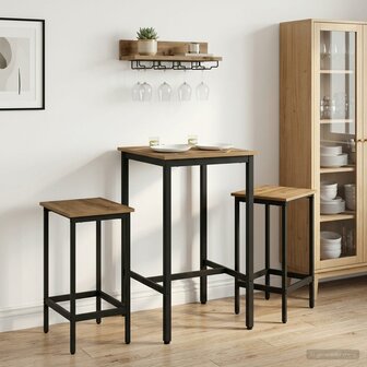 Barkruk 2 st Artisanaal eiken 40 x 32 x 64 cm Bewerkt hout 1