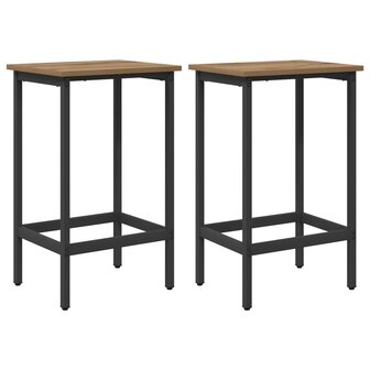Barkruk 2 st Artisanaal eiken 40 x 32 x 64 cm Bewerkt hout 2