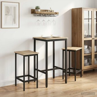 Barkruk 2 st Sonoma Eiken 40 x 32 x 74 cm Bewerkt hout 1