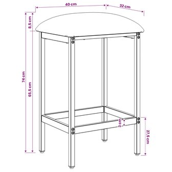Barkruk Lichtgrijs 40 x 32 x 74 cm Bewerkt hout 7