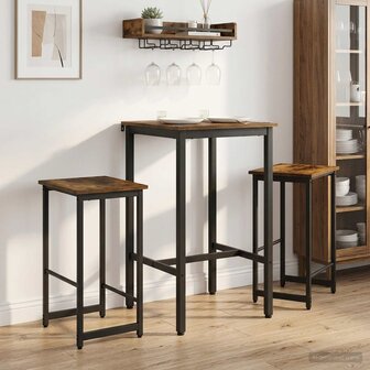 Barkruk 2 st Gerookt eiken 40 x 32 x 64 cm Bewerkt hout 1