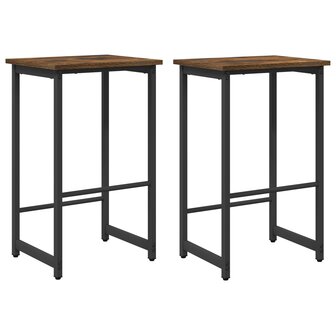 Barkruk 2 st Gerookt eiken 40 x 32 x 64 cm Bewerkt hout 2