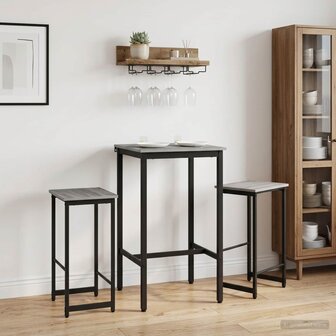 Barkruk 2 st Grijs Sonoma 40 x 32 x 64 cm Bewerkt hout 1