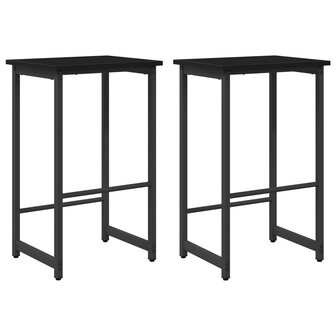 Barkruk 2 st Zwart eiken 40 x 32 x 74 cm Bewerkt hout 2