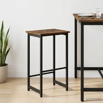 Barkruk Gerookt eiken 40 x 32 x 74 cm Bewerkt hout 1