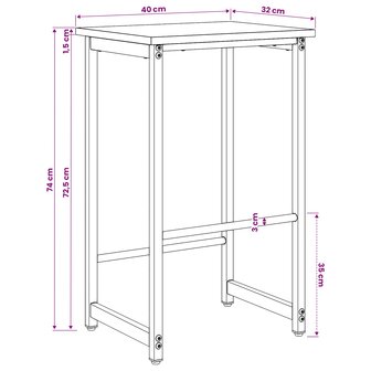 Barkruk 2 st Oud hout 40 x 32 x 74 cm Bewerkt hout 6