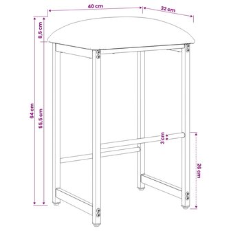 Barkruk Zwart 40 x 32 x 64 cm Bewerkt hout 7